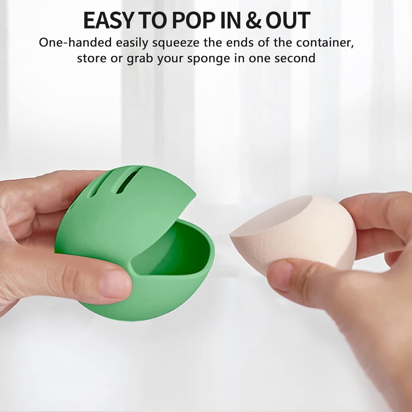 Makeup Sponge Holder, Dual-Vented Silicone Beauty Blender Holder for Travel, Shatterproof Make Up Sponge Travel Case for All Sponges Sanitary Carry, Mint Green