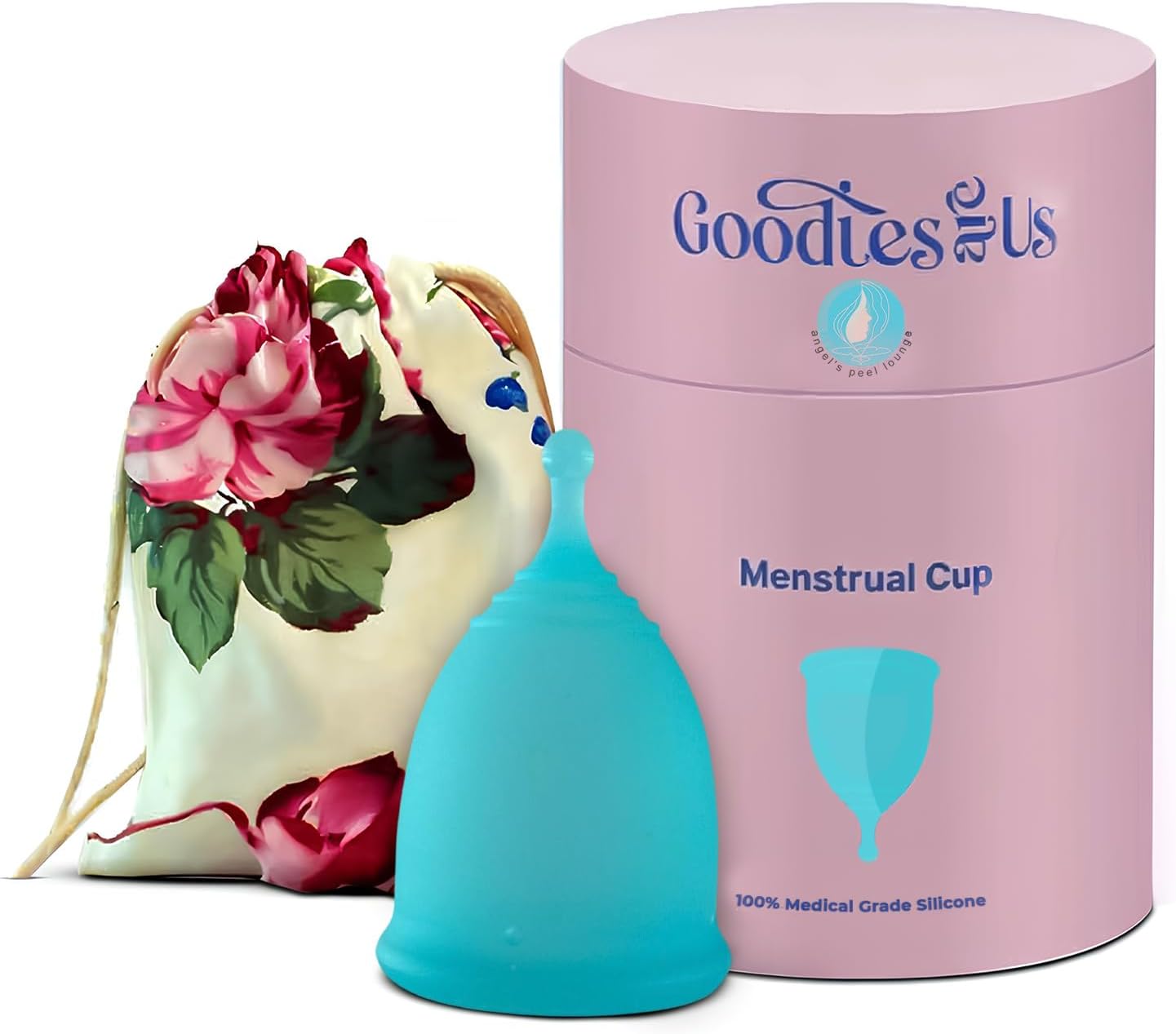 Angel's Peel Lounge Menstrual Cup for Women - 100% Medical-Grade Leak-Free Soft & Flexible Silicone Cup - 12 Hour Leak Protection Eco-Friendly & Reusable Period Cups for Women - Blue - Extra Small