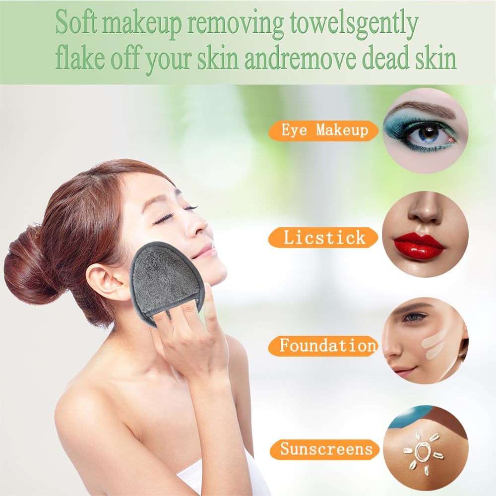 Reusable Makeup Remover Pads Soft Makeup Remover Cloths Washable Facial Makeup Cleansing Pads for Face,Lip,Eyes Grey 6PCS