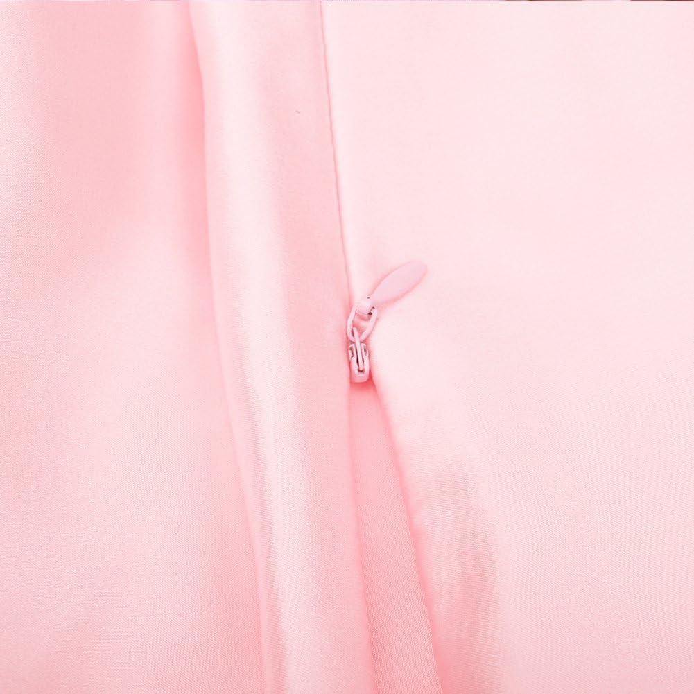 Juwenin Bedding,Luxury Satin Pillowcase with Zipper (Silky Satin Pillow Case for Hair) Set of 2 (Pink, Standard(20''x26''))