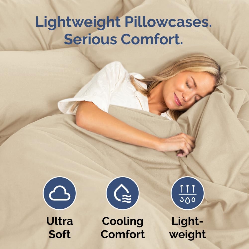 Standard Pillow Cases Set of 6 - Ultra Soft Hotel Quality Pillowcase Covers - Comfy, Cozy & Wrinkle Free - Shrink, Stain and Fade Resistant - Machine Washable Pillow Protectors - 6 Piece Set - Cream