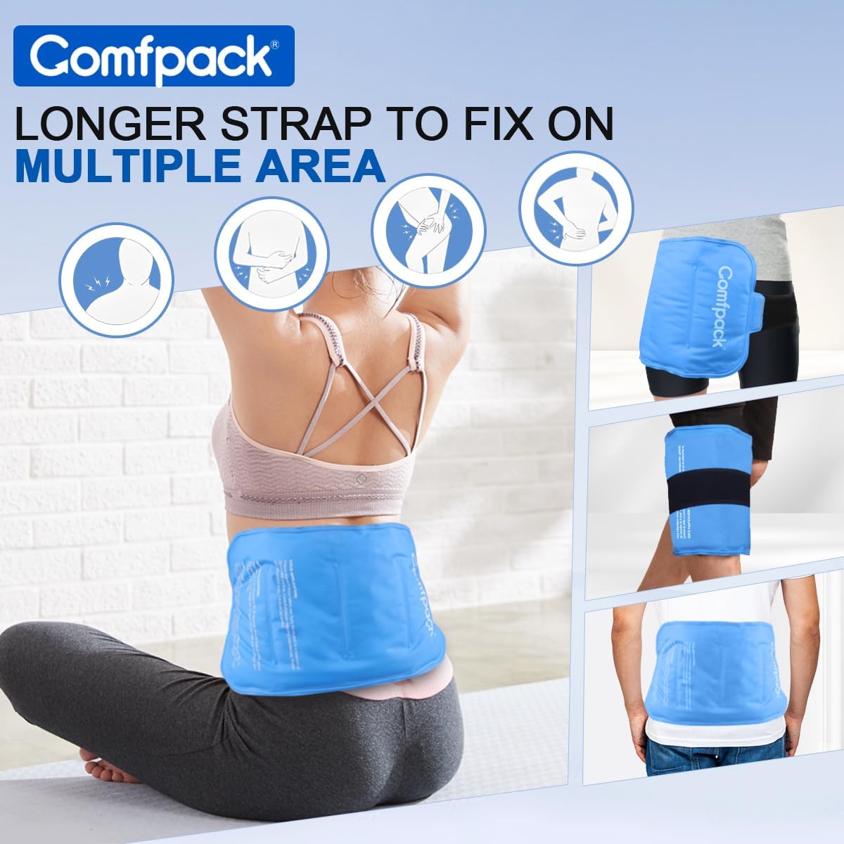 Large Ice Pack for Injuries Gel Pack for Lower Back Pain Relief Reusable Hot Cold Therapy Cold Pack for Back, Shoulder Elbow Pain, Hip Replacement Surgery, Knee Swelling, 9.8 × 17.7"