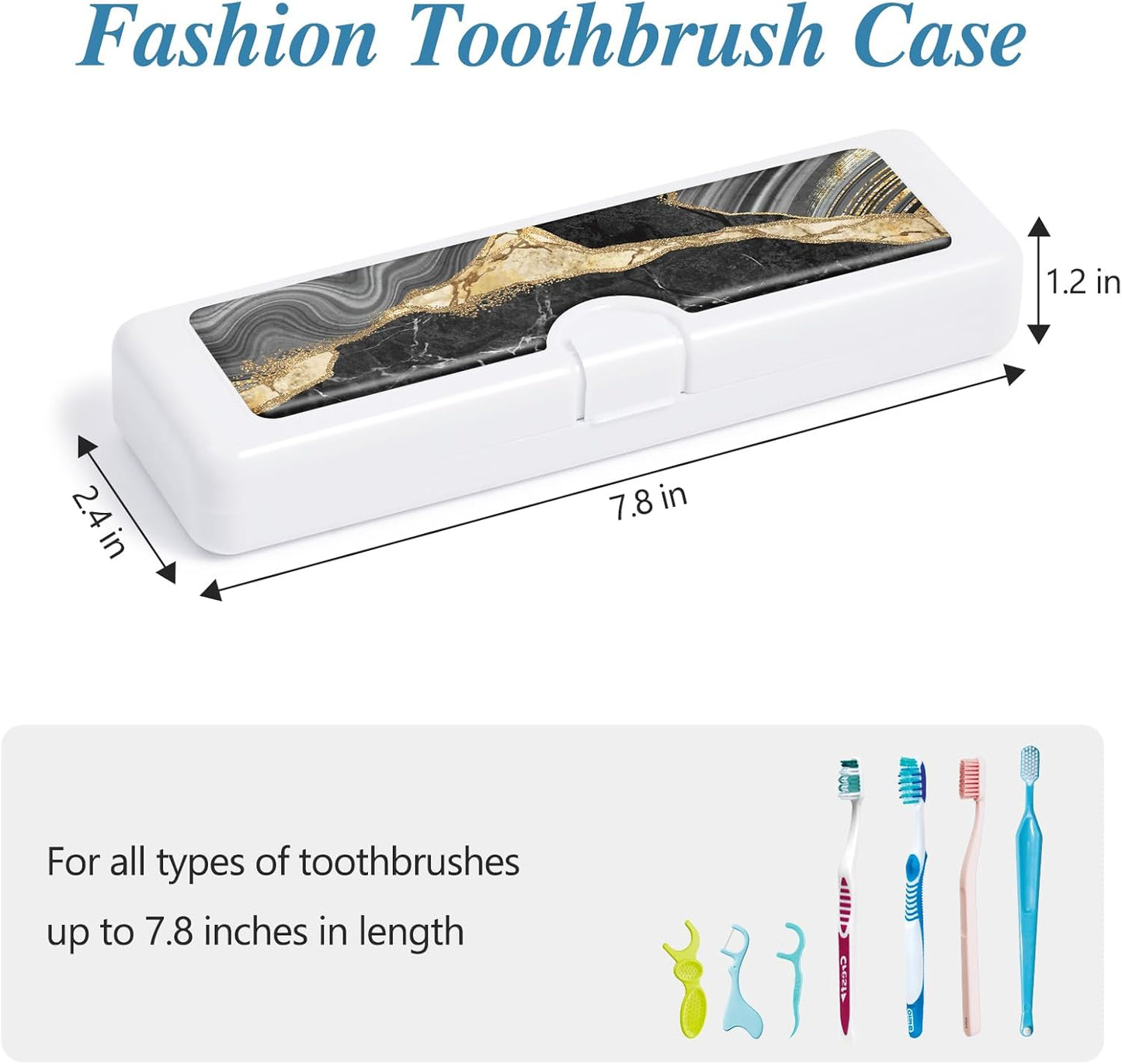 Toothbrush Travel Case - Colorful Pattern, Holder and Covers for Toothbrushes, Includes Tongue Scraper Case