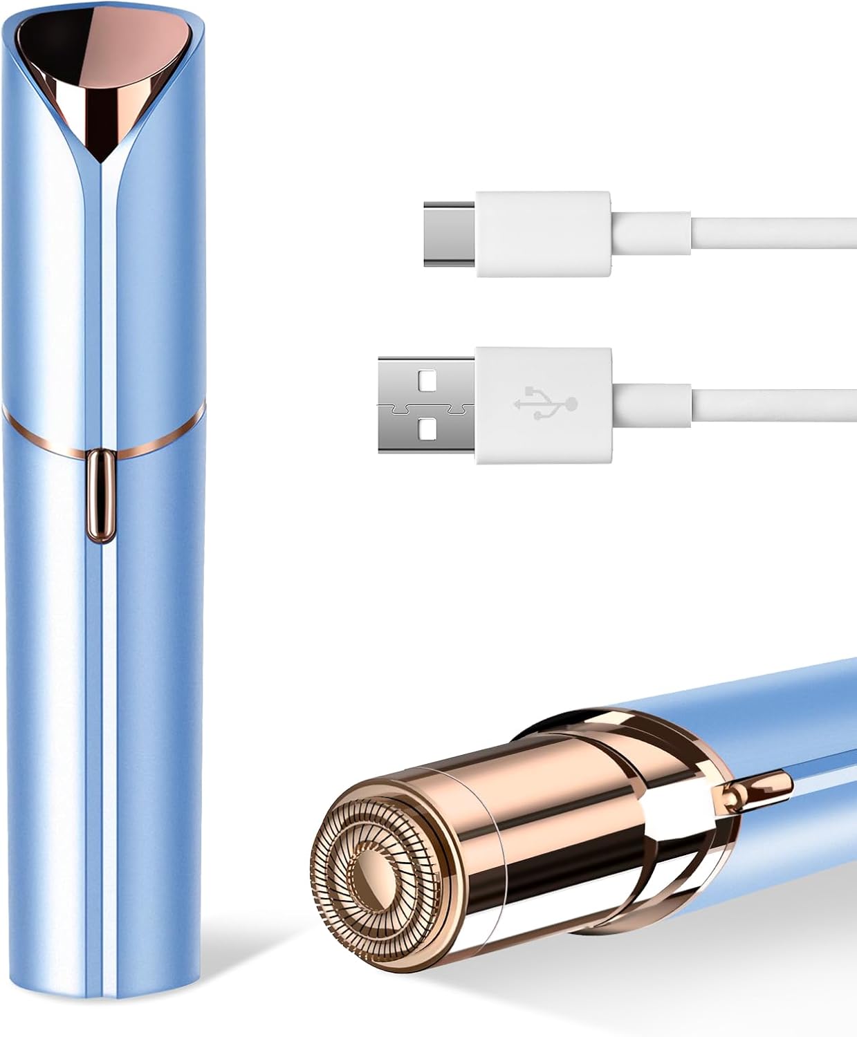 Facial Hair Remover for Women- as Seen on TV Painless Face Shaver -Mini Hair Remover, Electric Razor Shaver Portable Bikini Epilator for Lips, Chin, Armpit, Peach Fuzz, Fingers, Neck, Cheek(Blue)