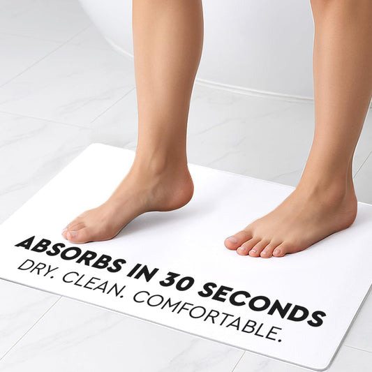 Homergy Bath Mat – Super‑Absorbent & Quick‑Dry with Non‑Slip Rubber Backing, Machine Washable & Odor Resistant – 16×24 in, White