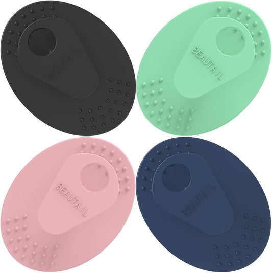 Face Scrubber 4 Pack, BEAUTAIL Silicone Manual Facial Cleansing Brush for Men Women, Gentle Face Scrubber Exfoliator, Skin Care Exfoliating Face Brush, Black+Green+Pink+Darkblue