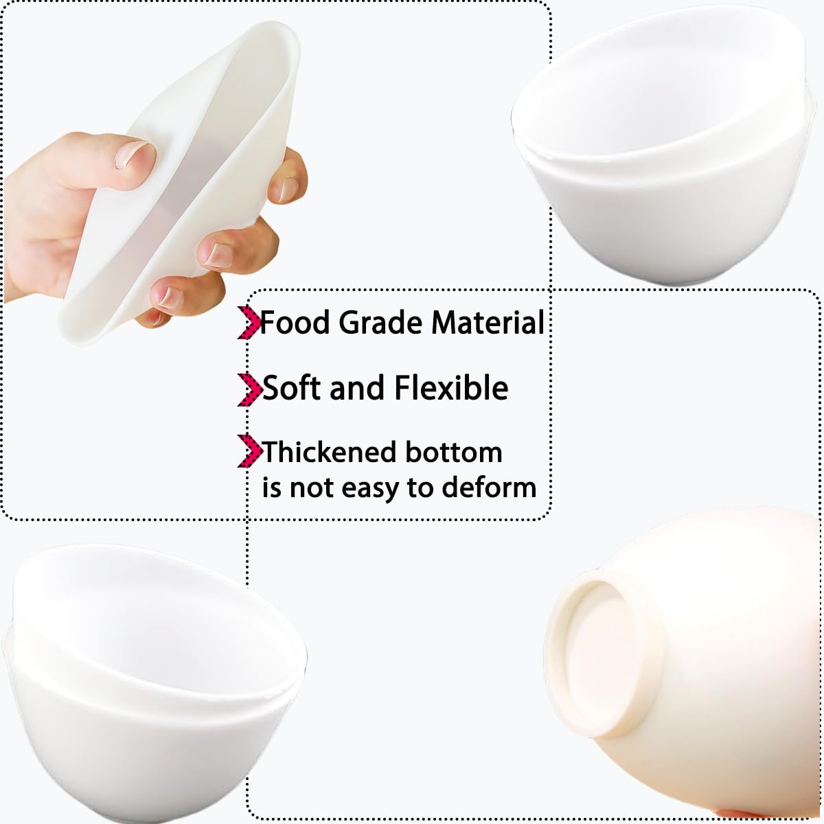 10 Pack Silicone Face Mask Mixing Bowls - Microwave & Freezer Safe, Non-Stick Esthetician Bowls for DIY Skincare, Clay Masks, Hair Color, 3.3-inch Esthetician Supplies(White)