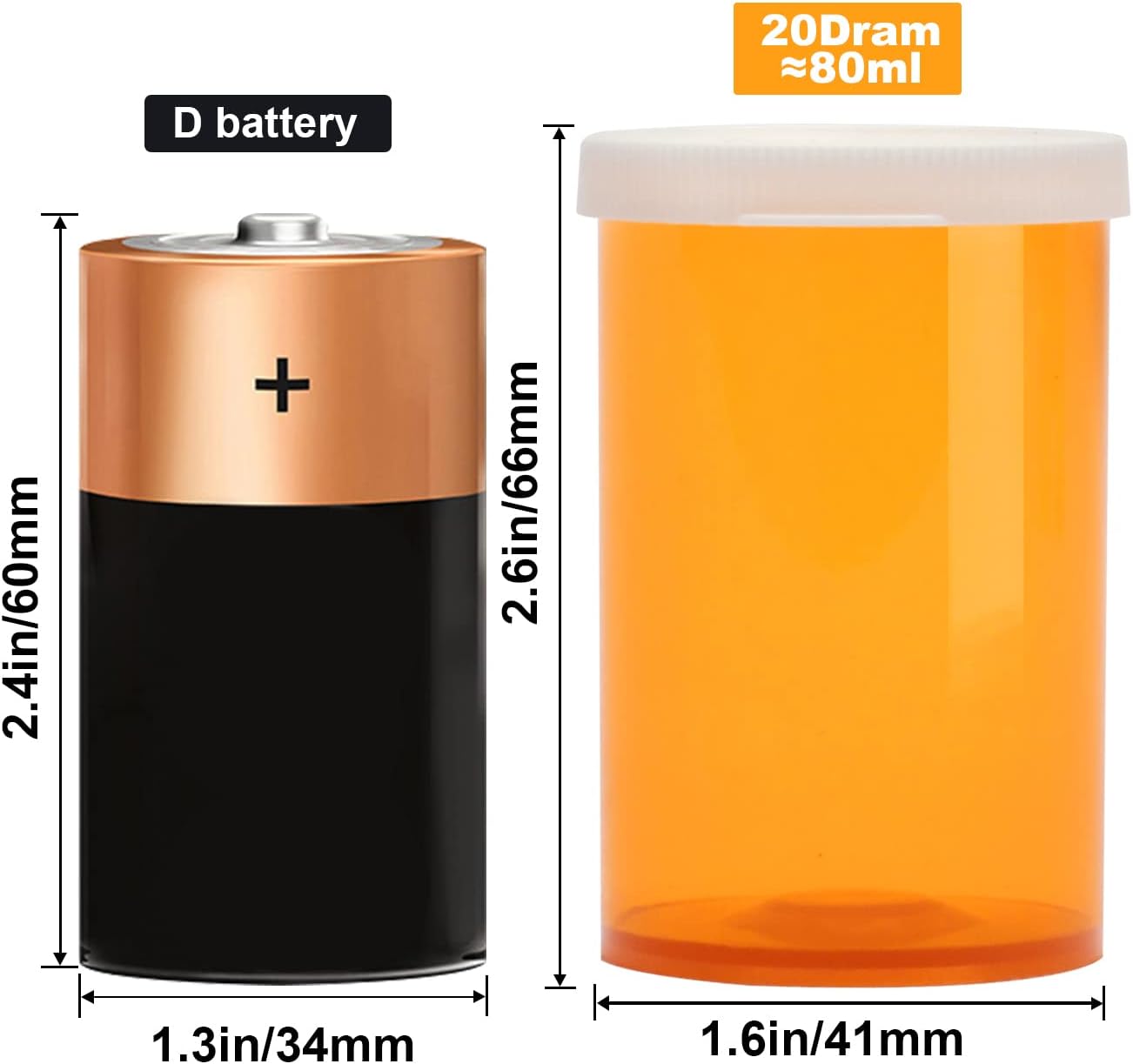 Empty Plastic Pill Bottles with Easy Open Snap Caps (Not Child Resistant), Prescription Medication Vials, Clear Containers, PillCases Dispenser Organizers (20 Dram, 12pcs)