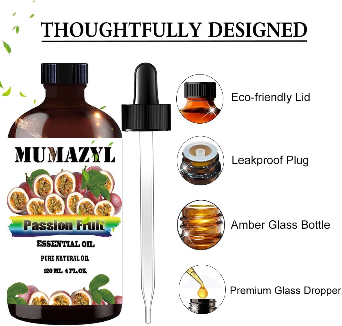 Passion Fruit Essential Oil, Passion Fruit Oil 4 Fl Oz 120ML for Diffuser Humidifier Yoga Cleaning DIY Candle Soap Making Essential Oils