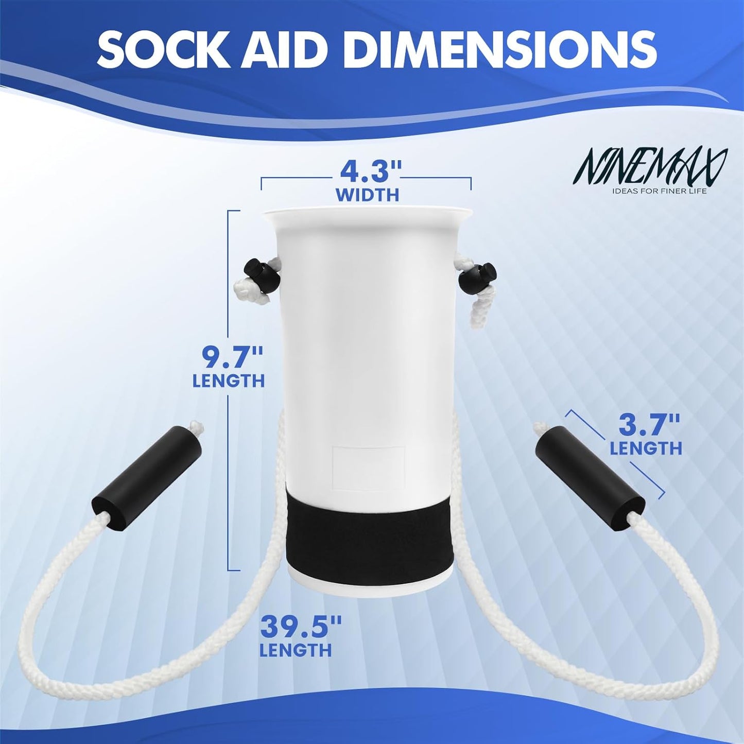 NINEMAX Sock Aids for Putting On Socks, Easy On Helper Assist Device for Seniors Elderly Disabled Diabetics, Slider Puller with Foam Handle No Bending