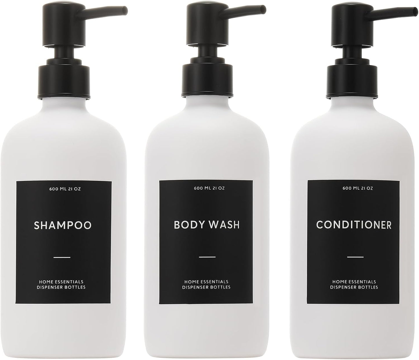 HOMCDALY Shampoo and Conditioner Dispenser, 21oz 3-Pack Refillable Shampoo and Conditioner Bottles, Empty Pump Bottle, Bathroom Shower Dispenser（21oz-White）