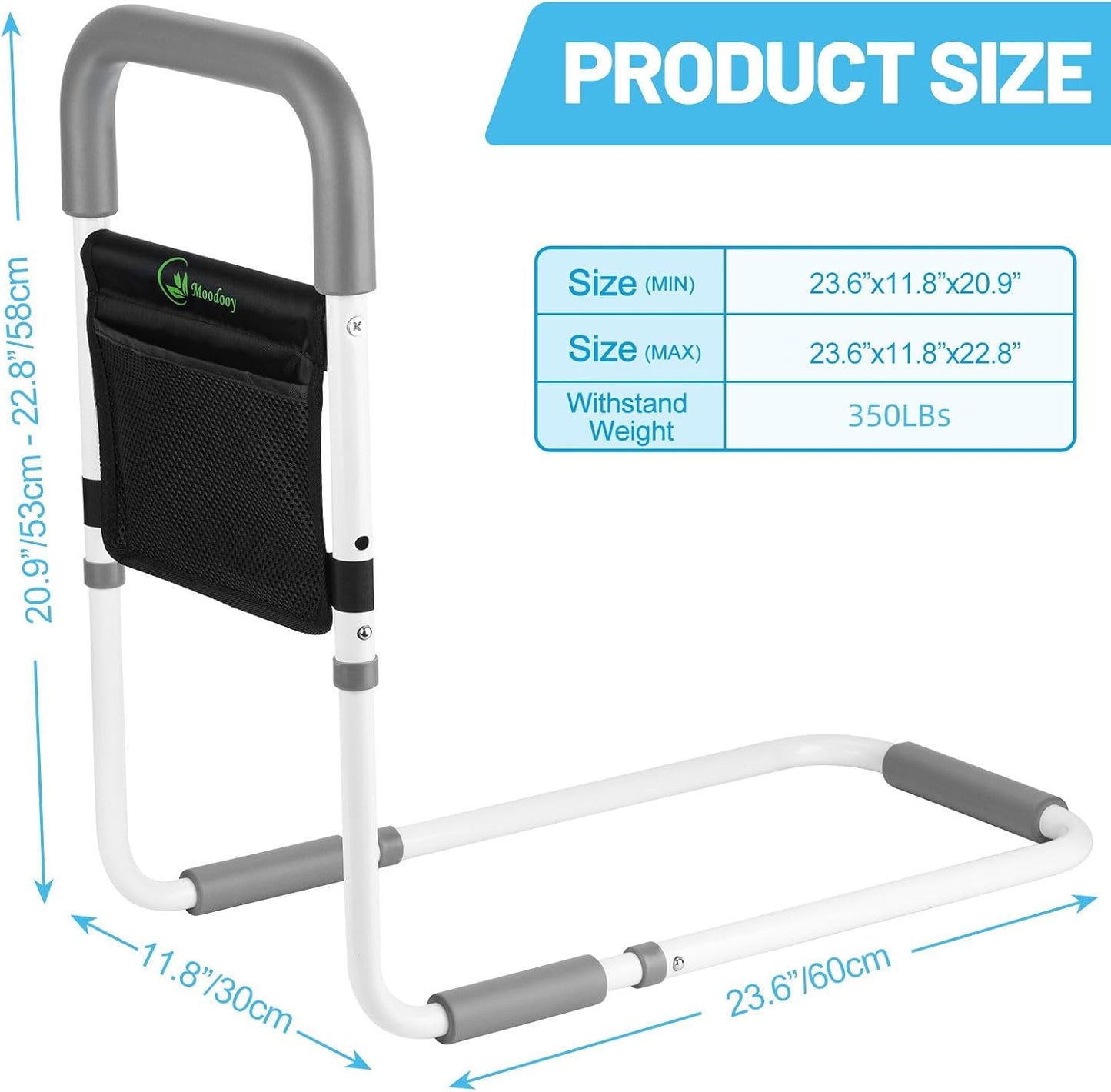 Bed Rail for Elderly,Bed railings for Seniors,Sturdy and Stable, Height Adjustable,Bed Railing for Seniors with Fixing Strap and Storage Pocket,Bed Rails for Elderly Adults Safety,bedrails