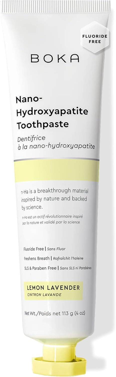Boka Fluoride Free Toothpaste, Nano Hydroxyapatite Toothpaste, Appropriate for Sensitive Teeth - for Adult, Kids Oral Care - Lemon Lavender Flavor, 4 Fl Oz 1Pk US Manufactured