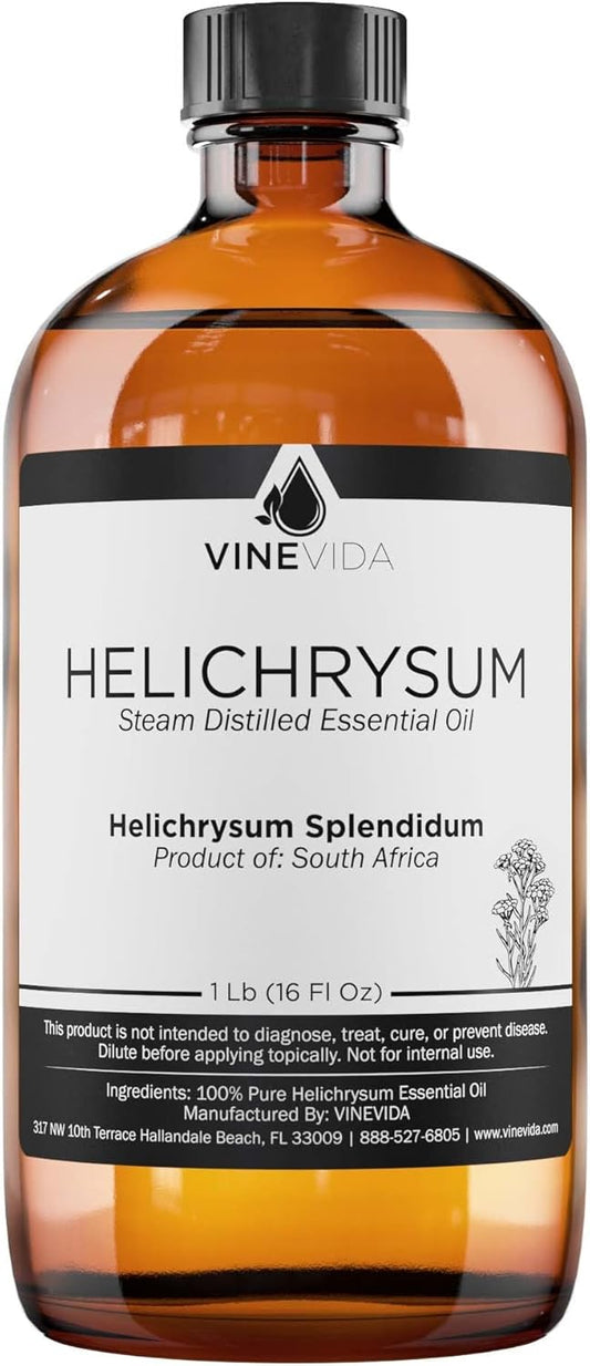VINEVIDA Helichrysum Essential Oil 16 oz - Undiluted, Pure, Vegan, and Sustainable