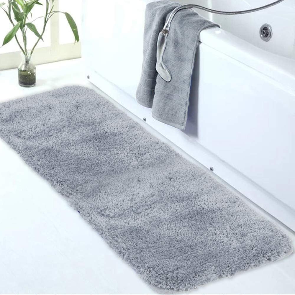Walensee Large Bathroom Rug (24 x 60, Growing Blue) Extra Soft and Absorbent Shaggy Bath Mat Machine Washable Microfiber Non Slip Luxury Floor Mat