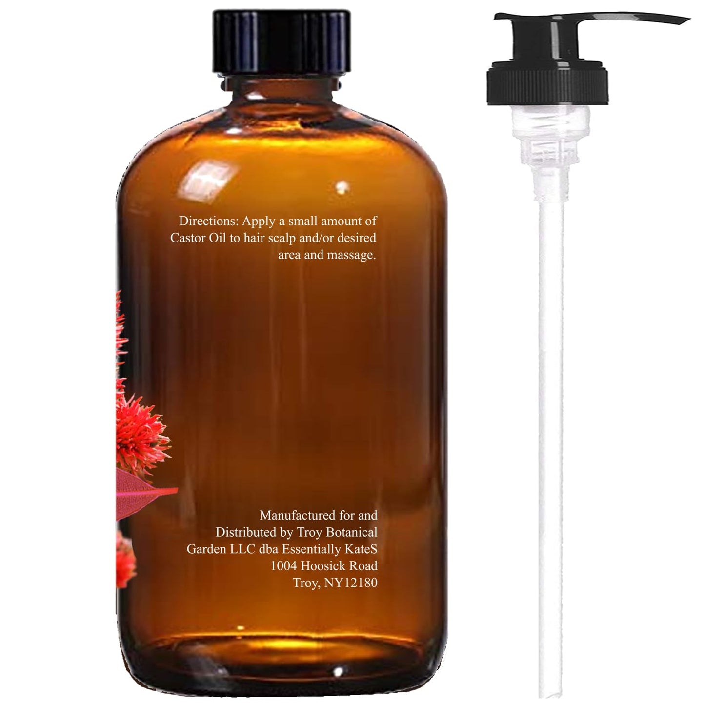 Castor Oil 16 Fl Oz (Glass Bottle) - Rosemary Peppermint Grapefruit Infusion - A Huge Glass Bottle with a Pump - 100% Pure and Natural, Cold Pressed, and Hexane-Free - Hair Oil, Body Oil