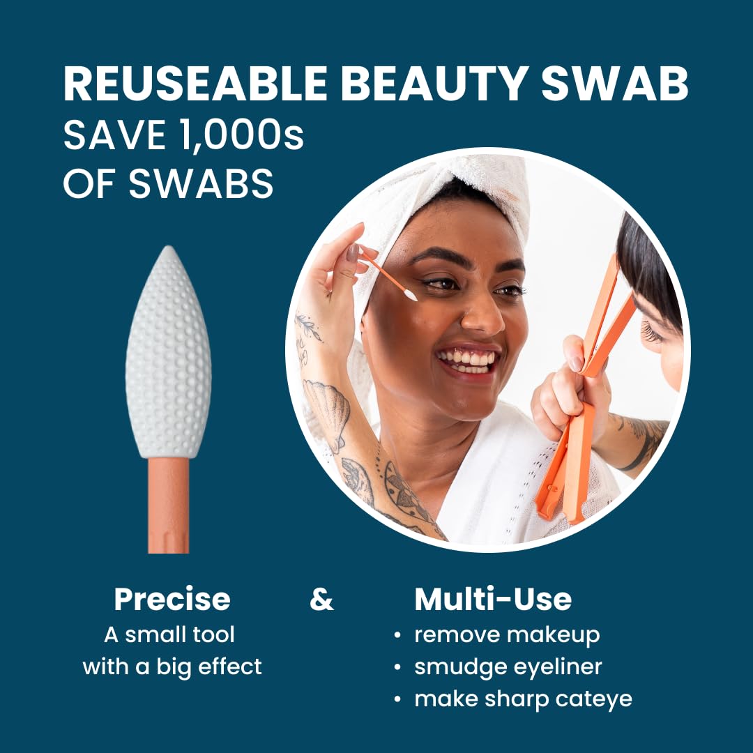 LastSwab® Reusable Cotton Swabs for Gentle and Eco-Friendly Beauty Routines - The Sustainable Alternative to Single-Use Q Tips - Zero Waste & Easy to Clean - Comes with a Convenient Travel Case Holder