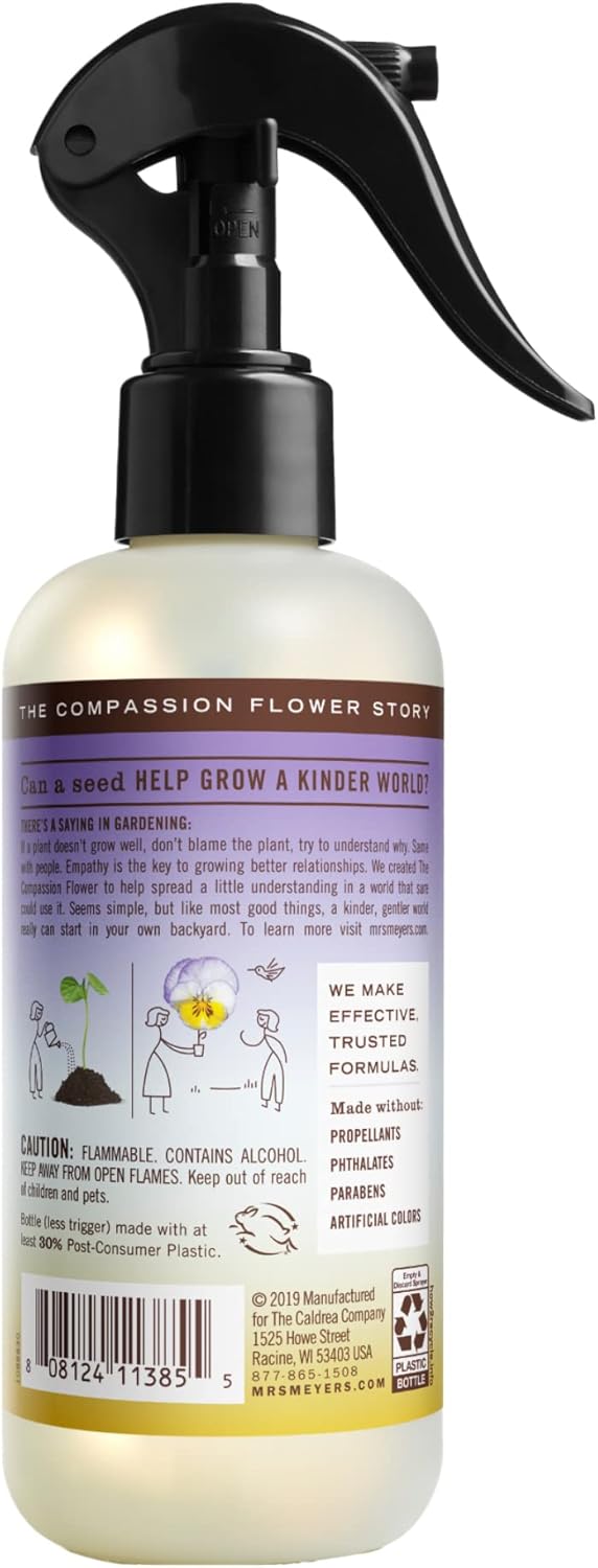 MRS. MEYER'S CLEAN DAY Room and Air Freshener Spray, Non-Aerosol Spray Bottle Infused with Essential Oils, Compassion Flower, 8 fl. oz - Pack of 3