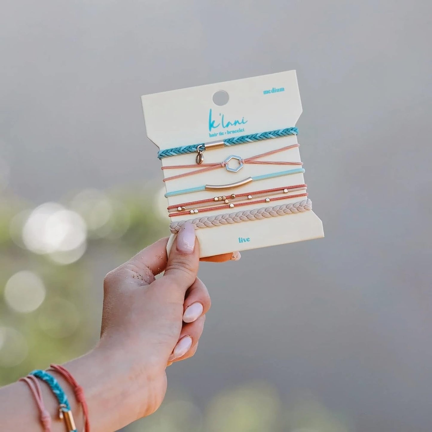 K'lani Hair Tie Bracelets for Women - Elastic Hair Bands That Double as Stylish Jewelry - Live - Medium