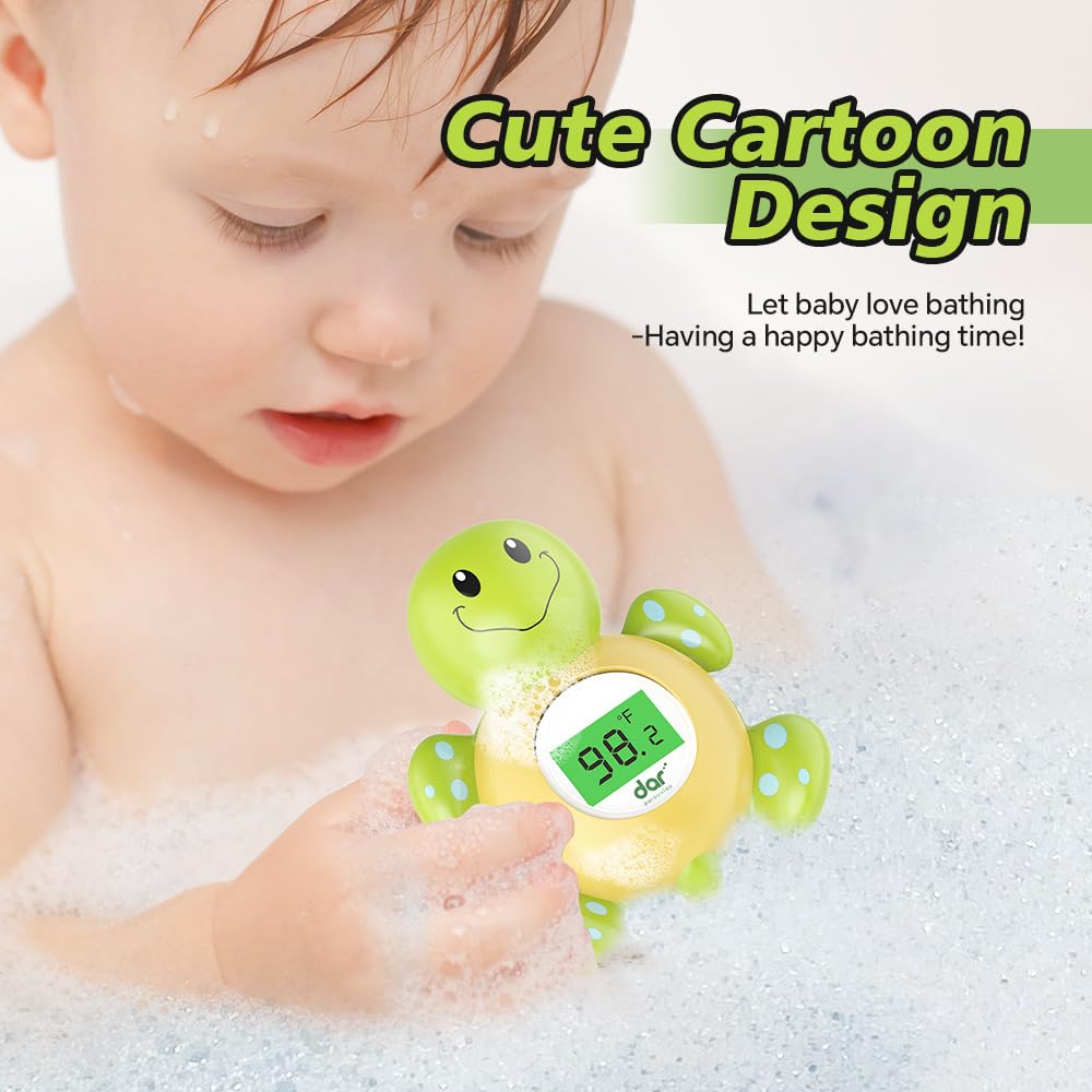 Baby Bath Thermometer with Timer, Safety Digital Water Temperature Thermometer with 3 Color Backlit and Temperature Warning, Bath Tube Floating Toy for Infant, Toddler