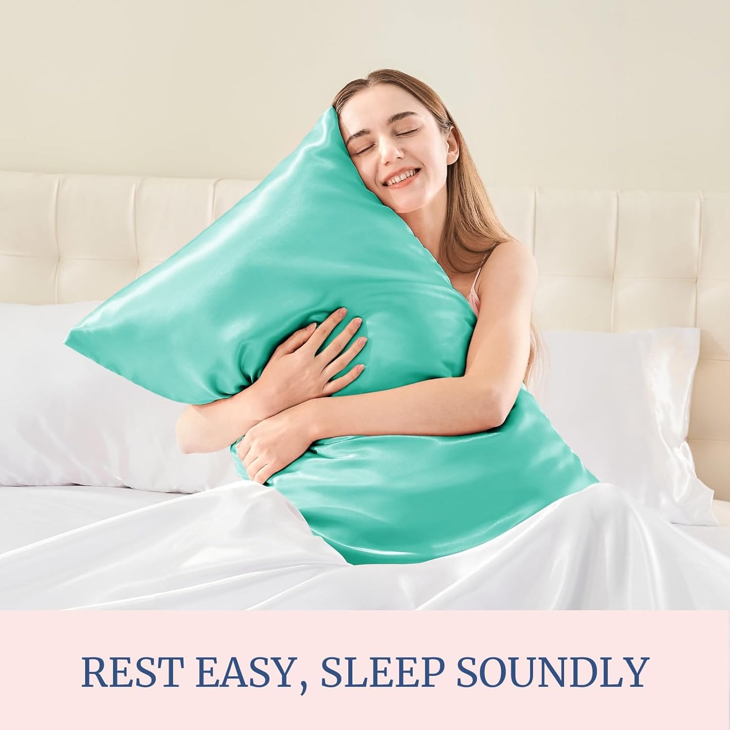 BEDELITE Satin Pillowcase for Hair and Skin, Super Soft and Cooling Similar to Silk Pillow Cases 2 Pack with Envelope Closure, Gift for Women Men(20"x30" Queen Size, Turquoise)