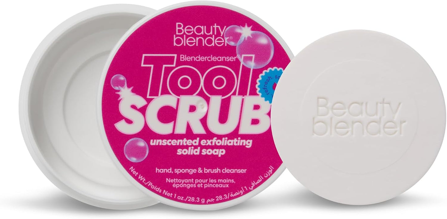 beautyblender Blendercleanser Tool Scrub Solid Cleanser – Unscented Makeup Sponge & Brush Cleansing Bar – Hand, Sponge, and Brush Cleanser, Removes Makeup & Buildup, Travel-Friendly, 1 oz