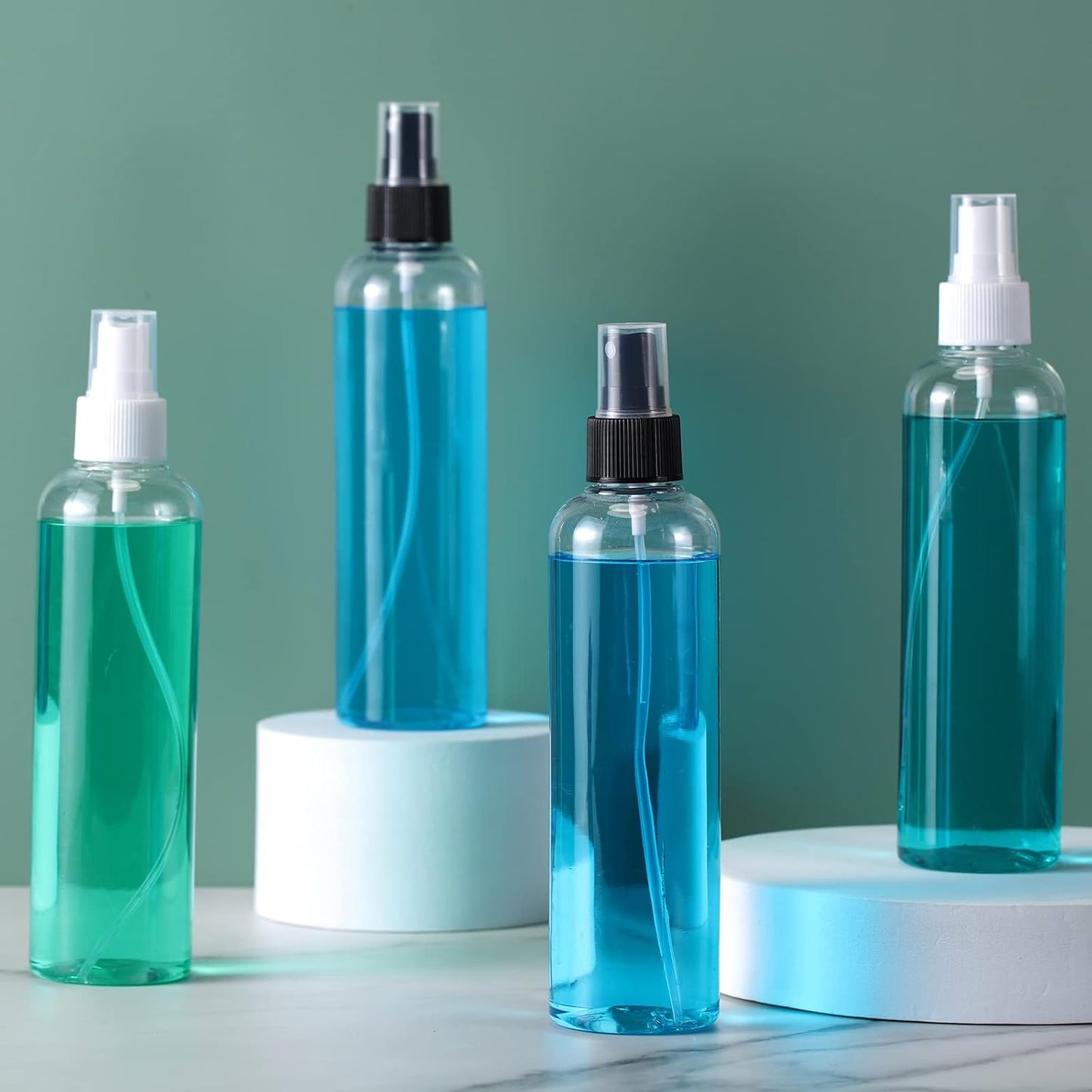 Eccliy 32 Pcs 8 oz Spray Bottles Fine Mist Cleaning Bottles Clear Empty Plastic Travel Sprayer Refillable Sprayer with Cap for Cleaning Solutions Oils Travel Perfumes(Mix,Clear)