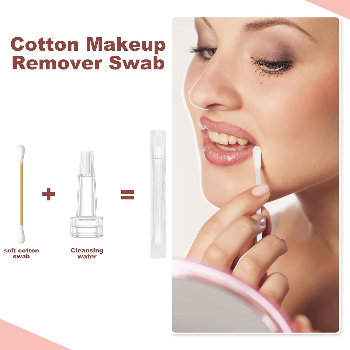 Cotton Swabs,Cotton Makeup Remover Swabs,Eye & Lip Sticks Remover,Liquid-Filled Makeup Remover Swabs Disposable Cotton Swabs for Eye/Lip/Eyebrow/Eyelash Makeup (Pack of 100)