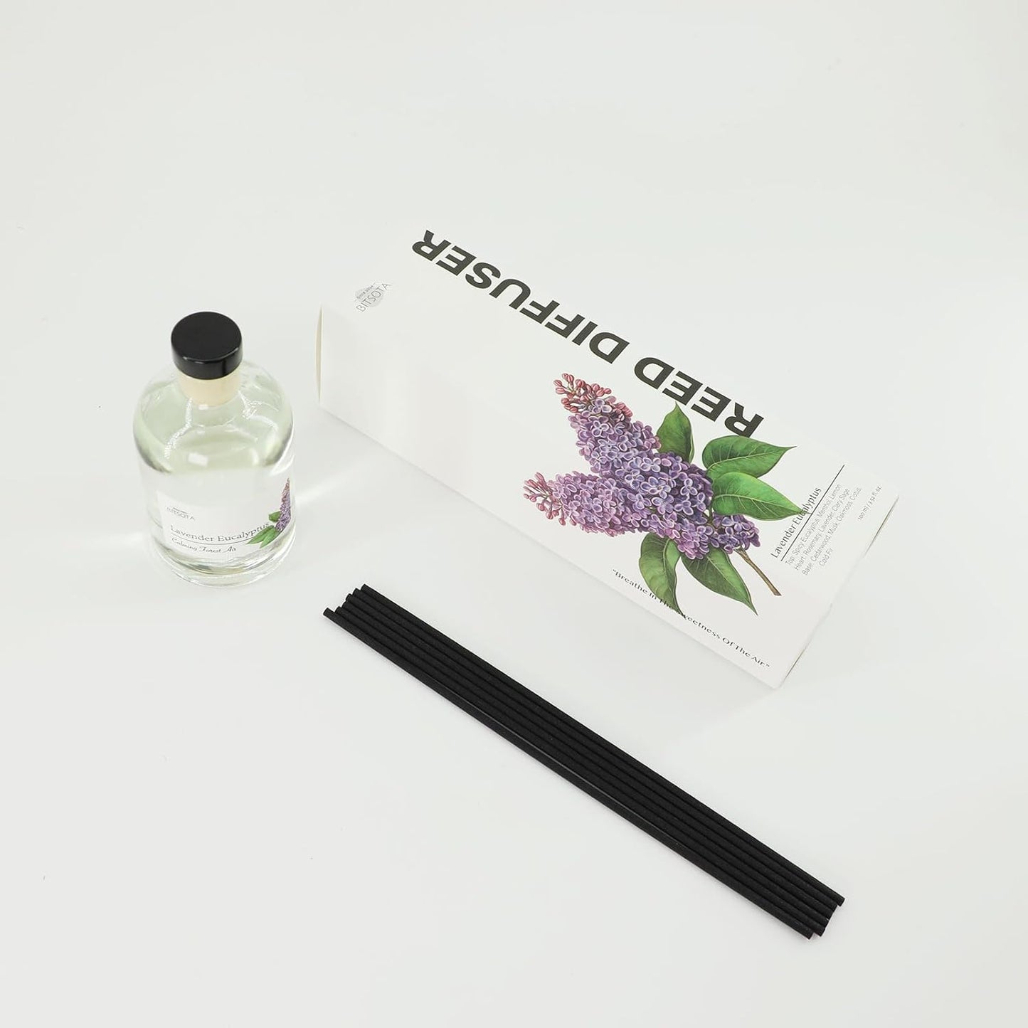 Reed Diffuser Set, 3.52 oz (100ml) Scented Diffuser with Sticks Home Fragrance Reed Diffuser for Bathroom Shelf Decor, Ideal Gift for Woman (Sandalwood Amber)