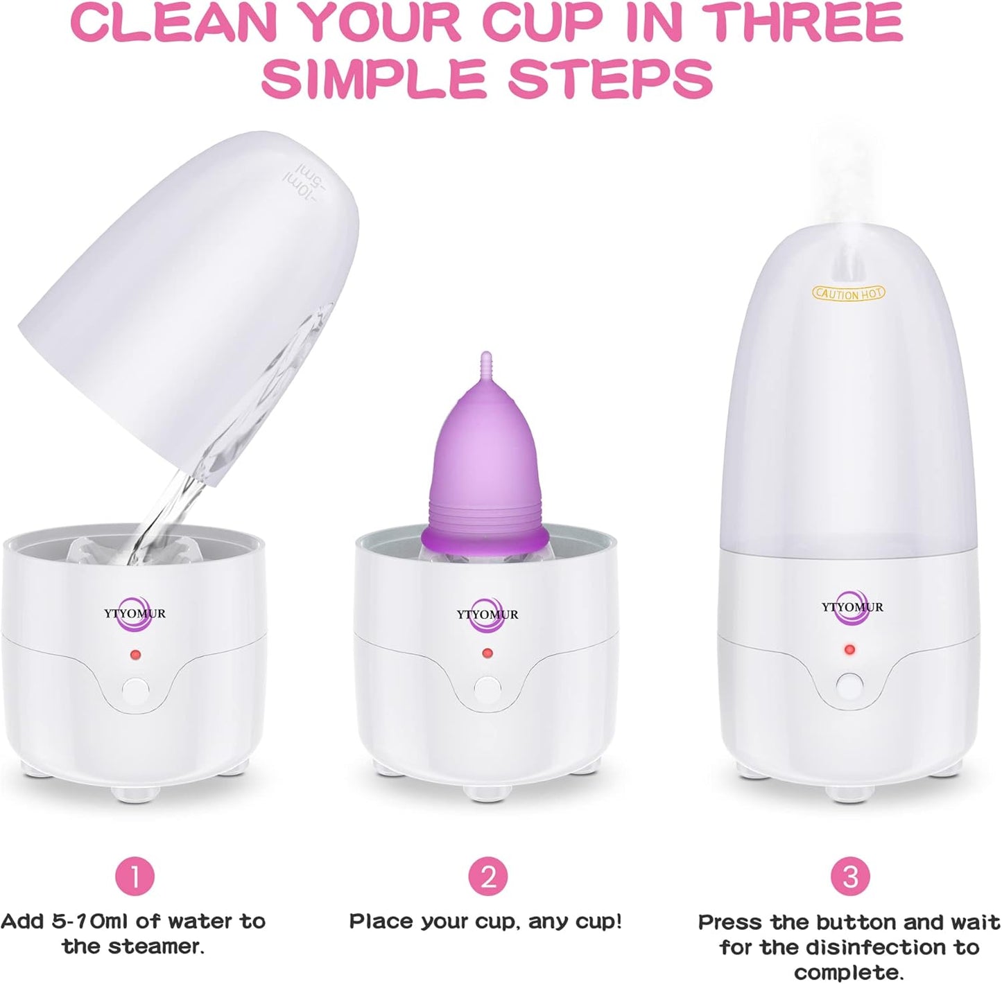 Menstrual Cup Steamer Sterilizer with 2 Reusable Menstrual Cups, Period Cups Cleaner Wash Kit