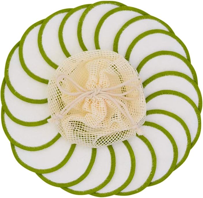 20 Pack Reusable Makeup Remover Pads - Bamboo Reusable Cotton Rounds for Toner, Washable Pads for All Skin Types with Cotton Bag