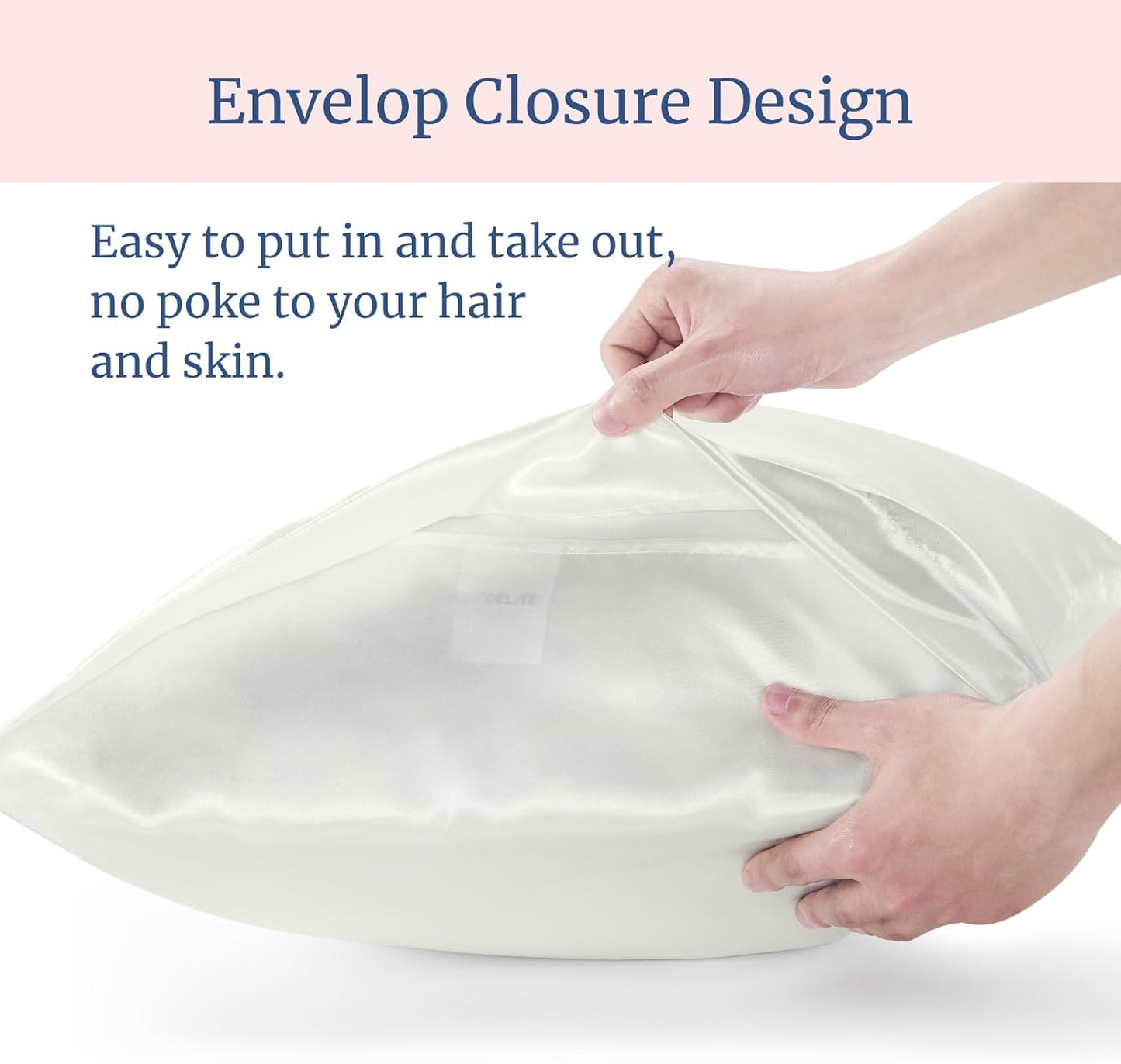 BEDELITE Satin Pillowcase for Hair and Skin, Super Soft and Cooling Similar to Silk Pillow Cases 2 Pack with Envelope Closure, Gift for Women Men(20"x40" King Size, Ivory)