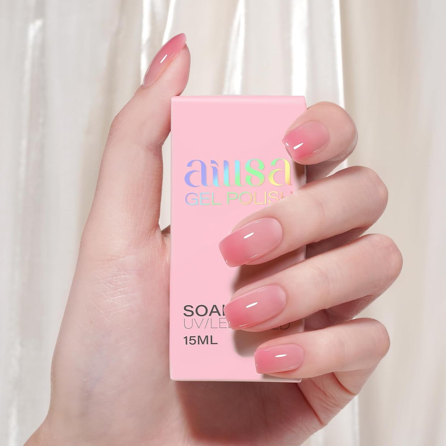 AILLSA Ruddy Pink Gel Nail Polish Romantic Flamingo Jelly Gel Polish Sheer Rose Translucent Nude Gel Polish Long Lasting Blush Red Color Soak Off U V Gel for French Manicure Nail Art at Home 0.51 Oz