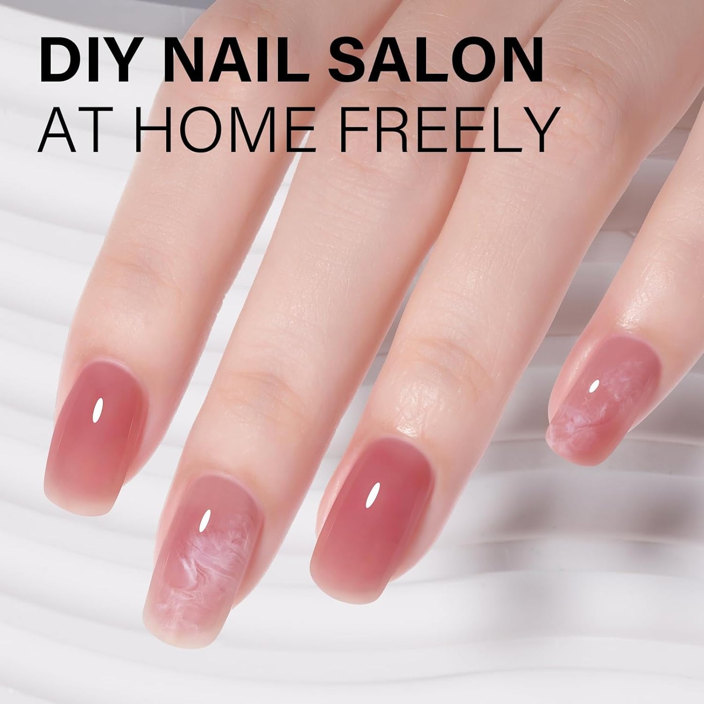 AILLSA Dark Pink Gel Nail Polish Pink Burgundy Jelly Gel Polish Neutral Sheer Translucent Nude Gel Polish Long Lasting Pinks Wine Color Soak Off U V Gel for French Manicure Nail Art at Home 0.51 Oz