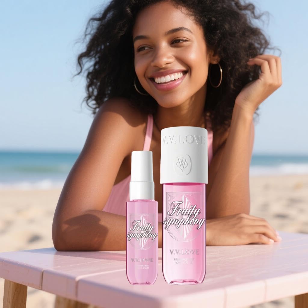 Hongsheng 2 PCS Women's Body Mist and Hair Fragrance Travel Set, 3 Fl Oz + 1.3 Fl Oz Spray, Sweet Scented Perfume Gift Set for Women (Fire Dragon)