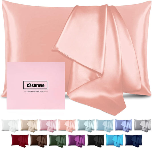 Silk Pillowcase for Hair and Skin Mulberry Silk Pillowcase Soft Breathable Smooth Both Sided Natural Silk Pillowcase with Zipper Beauty Sleep Silk Pillow Case 1 Pack for Gift(Queen,Baby Pink)