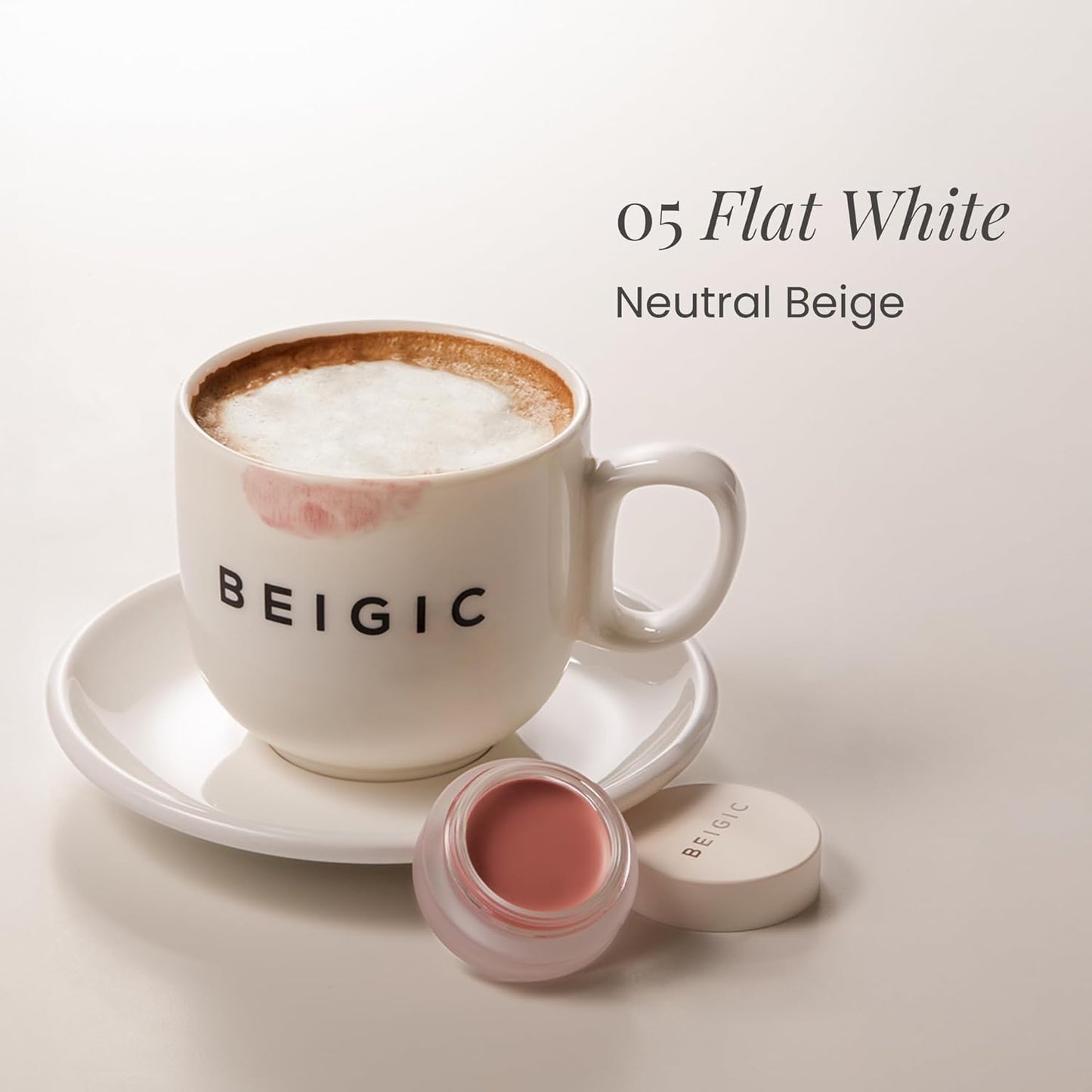 BEIGIC Flush Lip & Cheek Balm - Vegan Buildable & Blendable Multiuse Balm | Natural Flush & Glow | Glowy Blush for Cheeks | Dewy Korean Make Up Cream Blush | 05 Flat White - Neutral Beige, 0.14 fl.oz