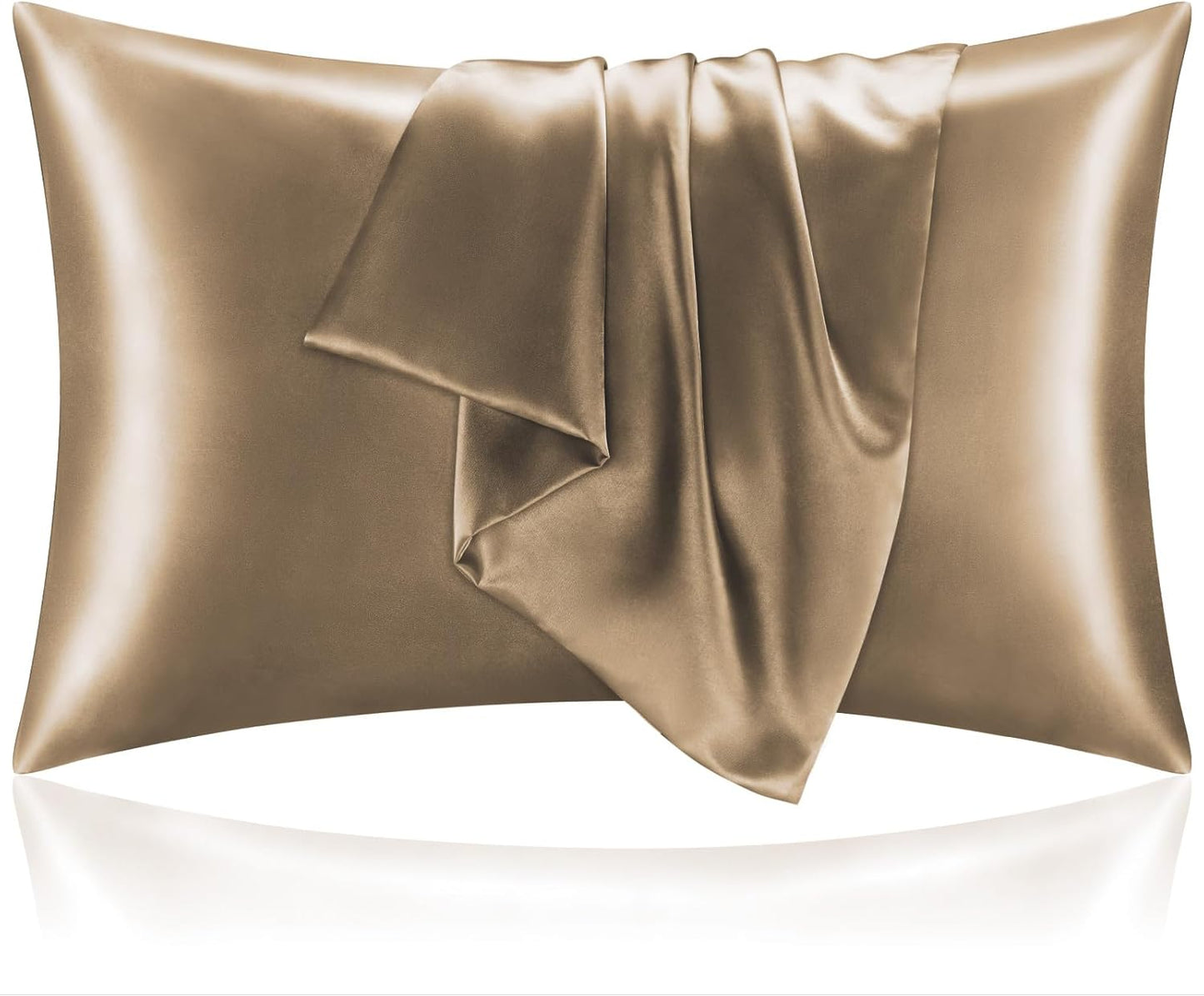BEDELITE Satin Pillowcase for Hair and Skin, Super Soft and Cooling Similar to Silk Pillow Cases 2 Pack with Envelope Closure, Gift for Women Men(20"x30" Queen Size, Tawny Brown)