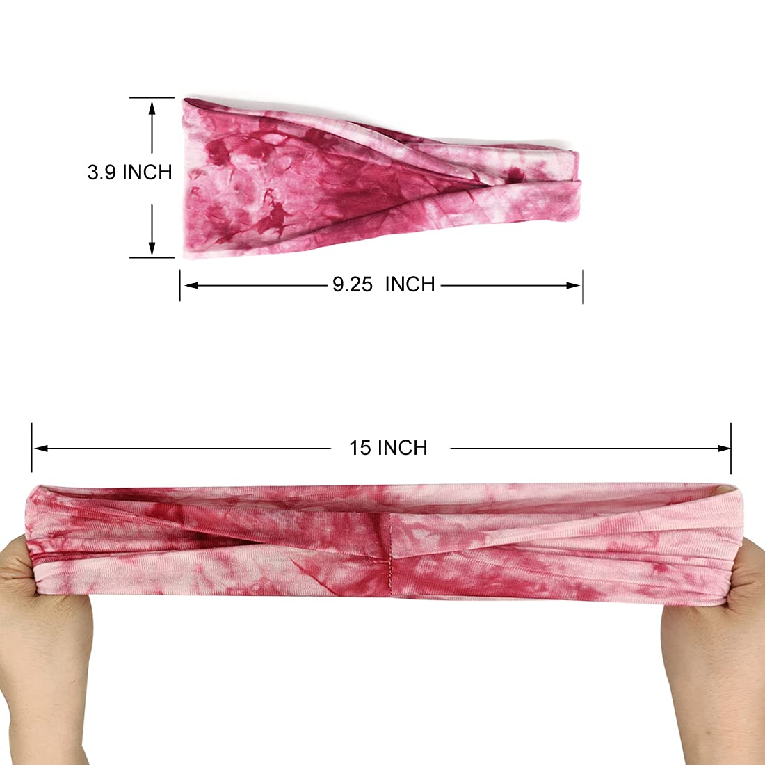 Boho Headbands For Women Fashion Wide Headband Yoga Workout Head Bands Hair Accessories Elastic Tie Dye Band 6 Pack