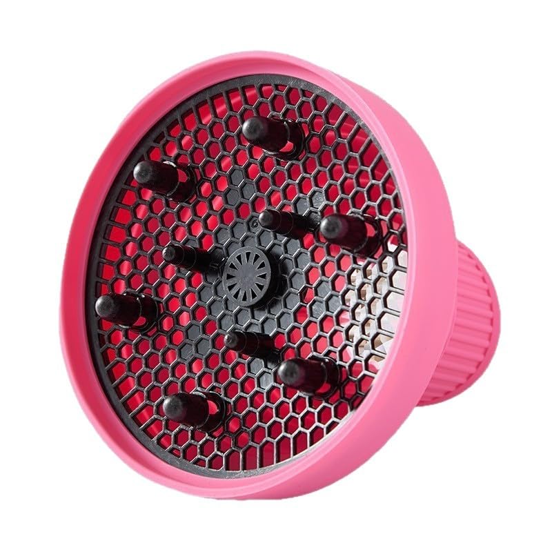 Collapsible Hair Dryer Diffuser Fit 1.57’’-1.96’’(4-5cm) Round Nozzle, Travel Hair Curly Difusor Attachment, Portable Silicone Diffuser for Hair Dryers, Salon Home Hair Blow Dryer Diffuser (Pink)