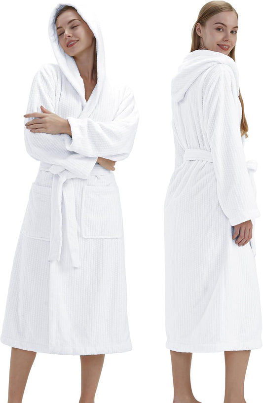 Hooded Bathrobes for Women, Soft Long Towel Robes for Women - Quick Dry yet Warm