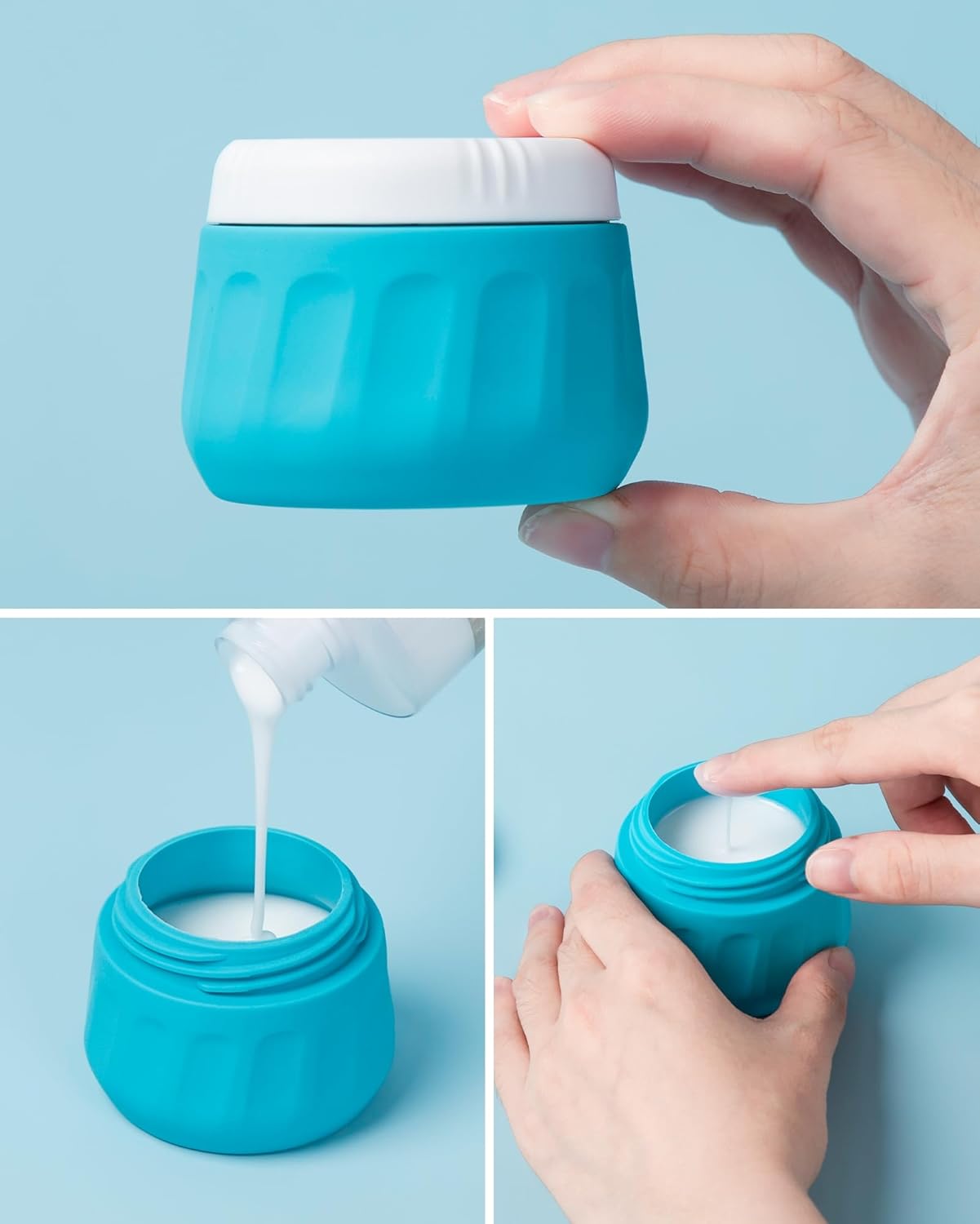 Travel Bottles for Toiletries 8 Pack, Travel Size Toiletries, Tsa Approved Travel Size Containers 3oz, with Travel Essentials Clear Bag, Leak Proof Silicone Squeezable Creams Jars