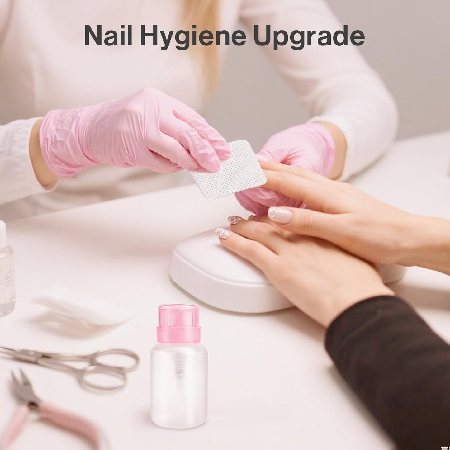 MelodySusie 1050PCS Lint Free Nail Wipes Kit, White Gel Nail Polish Remover Set with 1PCS Acetone Pump Dispenser Bottle 220ml for Professional Soak Off Gel Polish Remover