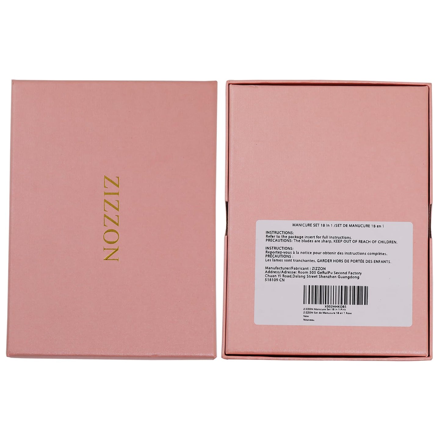 ZIZZON Manicure Set 18 in 1 Professional Pedicure Set Nail scissors Grooming Kit with Leather Travel Case Pink