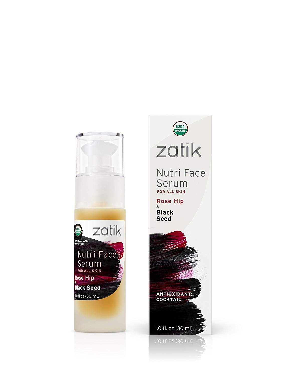 Zatik Naturals - Nutri Face Serum with Rose Hip and Black Seed, USDA Organic, Vegan, Non-GMO, Gluten Free, Soy Free, Alcohol Free, pH Balanced, Biodegradable, 1.0 fl oz, 30ml