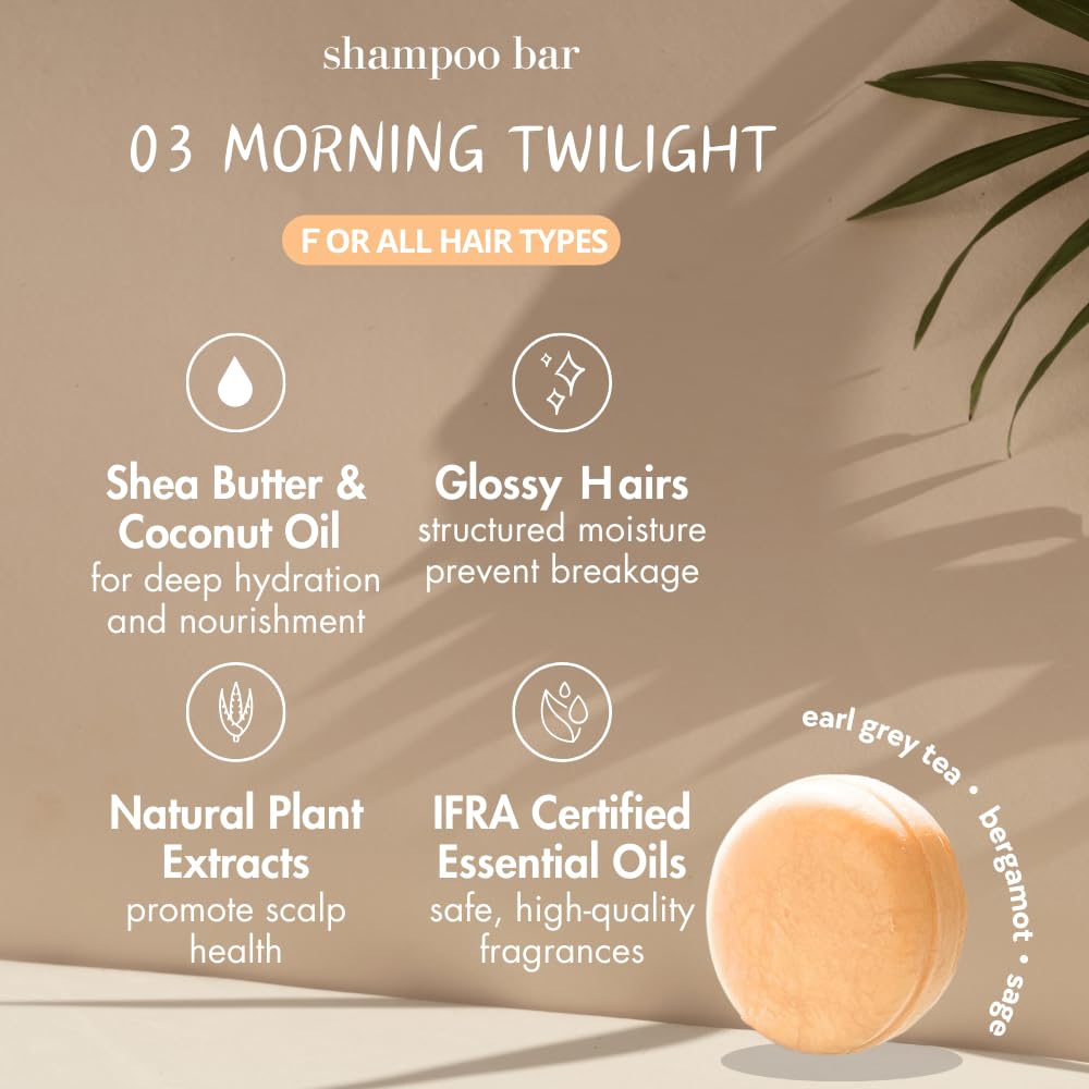 Morning Twilight Shampoo Bar | Caffeine Infused, pH-Balanced, SLS-Free | Citrus Oud Awakening | Sustainable Haircare | 60g