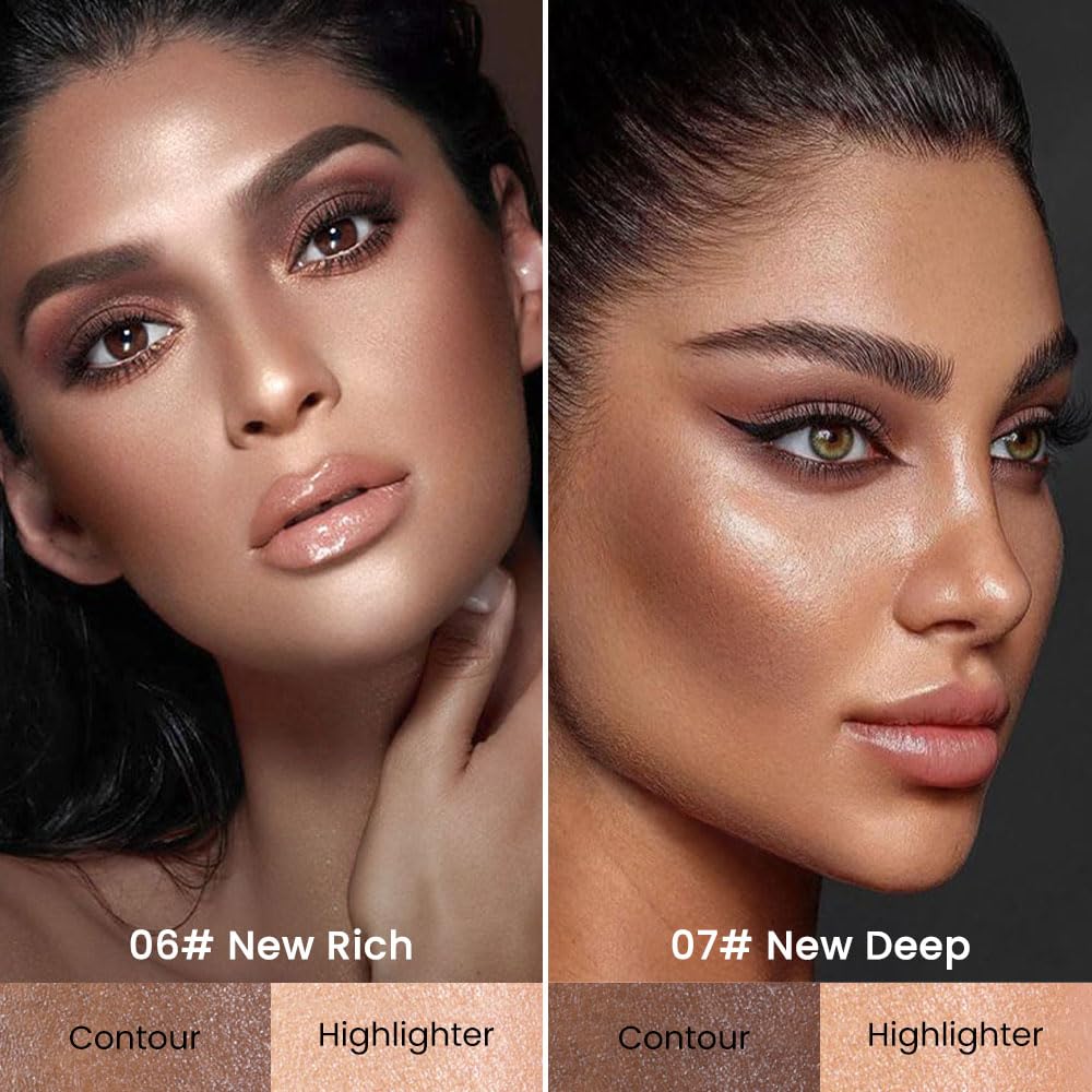 evpct 2in1 Face Shaping & Contouring Stick Cream Contour Concealer Bronzer Stick Makeup Kit for Beginner Face Highlighter Makeup Stick contorno maquillaje de maquillaje, NEW Rich +NEW Deep