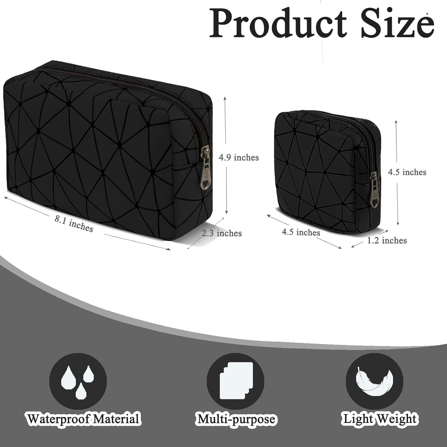 Sanitary Napkin Storage Bags Set, Portable Period Bag for Teen Girls Small Make up Bag for Purse, Portable Menstrual Pad Pouch (Large & Small Black)