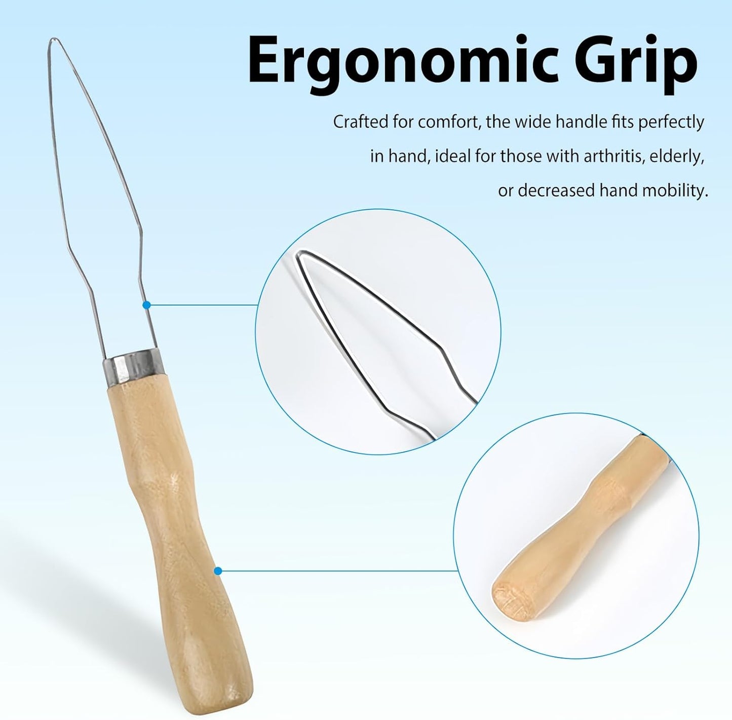 3-Pack Button Hook Assist Device with Easy-Grip Handle for Shirts, Coats, Dresses - Ideal Button Aids for Arthritis & Limited Dexterity