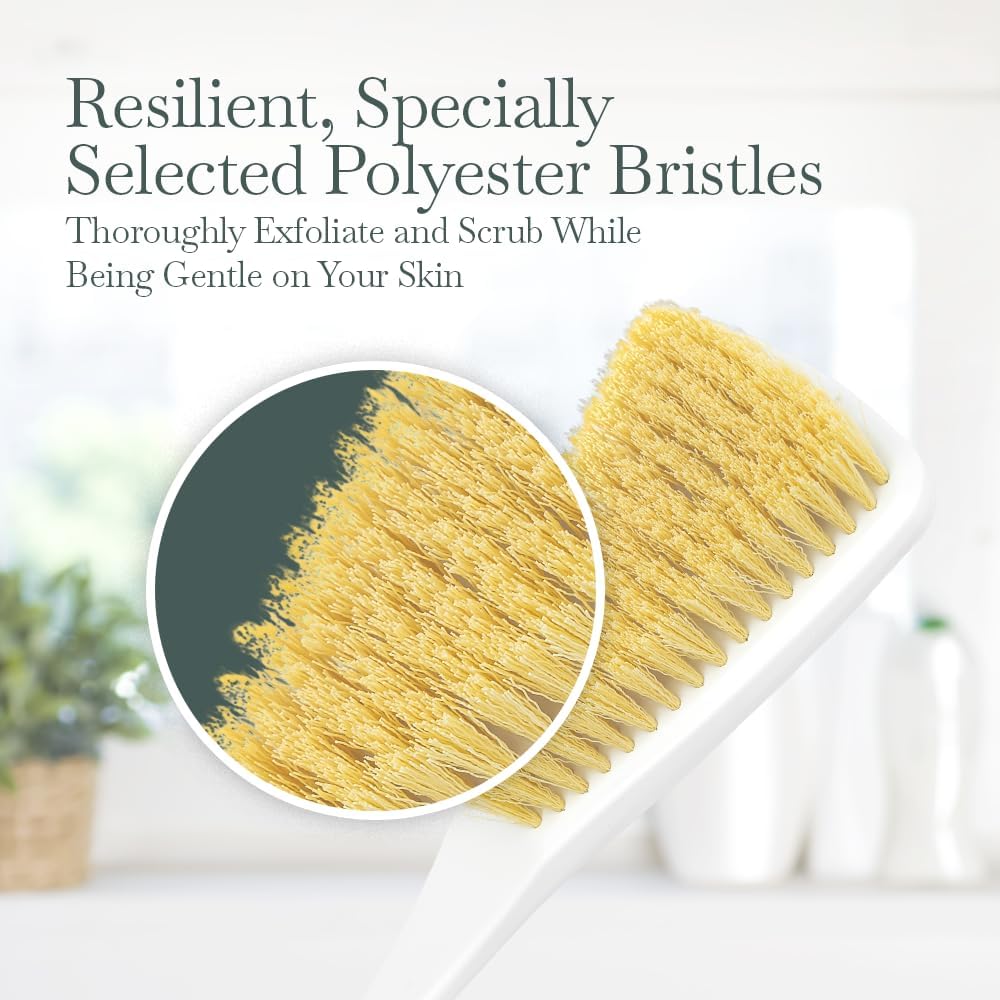 Fuller Brush Exfoliator & Scrub Body Brush - 16-inch Contoured Handle with Polyester Bristles - an All-Over Reach Including Back, Neck, Shoulders & Feet - Soft, Durable & Gentle on Your Skin (2-Pack)
